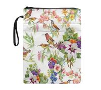 STUOARTE Custodia per libro con motivo floreale con colibrì con cerniera e tasca frontale, per bambini e adulti, custodia protettiva per libri con copertina in brossura, 20 x 21 cm, per gli amanti dei