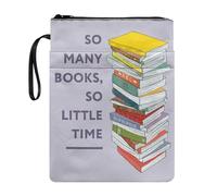 STUOARTE Custodia protettiva per libri con cerniera, per studenti, insegnanti, ragazze, per gli amanti dei libri, copertina per libri in brossura, tanti, libri, così poco tempo