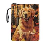 STUOARTE Fall Golden Retriever - Custodia per libro con cerniera e tasca frontale, protezione portatile per libri in brossura, 29 x 21 cm, per amanti dei libri, regalo del Ringraziamento