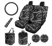 STUOARTE Set completo di 10 coprisedili per auto, da donna, con stampa di farfalle, protezione anteriore e posteriore con coprivolante abbinato, universale, adatto per la maggior parte delle auto