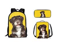 STUOARTE Set di zaino per bambini da 43 cm con contenitore termico per il pranzo, 3 pezzi, zaino scolastico, astuccio leggero, per studenti, Havanese - Marrone e Giallo, Taglia unica, Zaini