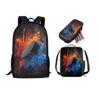 STUOARTE Set zaino per bambini Boye, set di 3 zaini per la scuola con portapranzo e astuccio per la scuola materna, Ink Splash Hockey - Blu e Arancione, Taglia unica, Zaini da viaggio