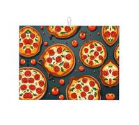 Stuoia di asciugatura dei piatti per la cucina Stuoia di essiccazione della cucina Pizza Food Stampato Piatti Scolapiatti Stuoie Super assorbente Microfibra Cucina Contatore Mat