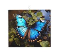 Stuoia di essiccazione della cucina assorbente dell'acqua della bella stampa blu della farfalla per il bancone uso quotidiano degli utensili del rack