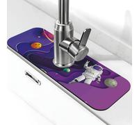 Stuoia di valvola astronauta in missione nello spazio esterno per lavello della cucina, tappeto assorbente ad asciugatura rapida, protezione dagli schizzi, bel tappetino di drenaggio per lavello