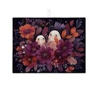 Stuoia scolapiatti con fantasia floreale per bancone della cucina, motivo fantasmi viola, tappetino assorbente scolapiatti in microfibra autunnale per decorazione bancone della cucina, 45,7 x 61 cm