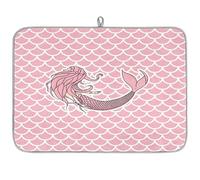 Stuoia scolapiatti in microfibra con motivo a squame di sirena, assorbente, scolapiatti per cucina, cucchiaio, piatto di vetro, 45,7 x 60,9 cm