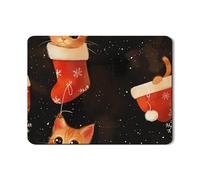 Stuoia scolapiatti natalizia con gatto fantasioso, con calza rossa in gomma assorbente, tappetino scolapiatti in pelle sintetica per cucina, 45,7 x 61 cm