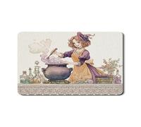 Stuoia scolapiatti per cucina, stile vintage, con motivo floreale e strega, assorbente, in gomma, tappetino scolapiatti autunnale in pelle PU, per proteggere bar, 30,5 x 50,8 cm