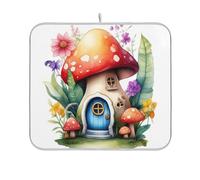 Stuoie per asciugare i piatti carino assorbente ad asciugatura rapida estetica resistente al calore stuoia stravagante fiaba fungo casa bancone cucina tappetino 45,7 x 61 cm