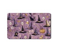 Stuoie per asciugare i piatti del cappello da strega di Halloween, tappetino per scolapiatti in gomma assorbente viola cappello da strega viola, tappetino scolapiatti in pelle PU autunnale per