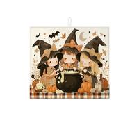 Stuoie per asciugare i piatti della strega di Halloween per cucina, carino strega dei cartoni animati, tappetino assorbente scolapiatti in microfibra autunnale per protezione bar 40,6 x 45,7 cm