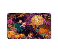 Stuoie per asciugare i piatti della strega di Halloween per il bancone della cucina, in gomma assorbente floreale, tappetino scolapiatti in pelle PU per la decorazione della casa 30,5 x 50,8 cm
