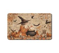 Stuoie scolapiatti per cucina con strega di Halloween, tappetino in gomma assorbente vintage arancione per scolapiatti, tappetino scolapiatti in pelle PU autunnale per bar 30,5 x 50,8 cm
