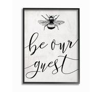 Stupell Industries Be Our Guest Bumble Bee Script Typography Black Framed Wall Art 11 x 14 Multi-Color