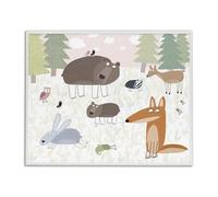Stupell Industries Carla Daly - Stampa gi con cornice, 35,5 x 27,9 cm, facile da appendere e robusta, realizzata negli Stati Uniti, con scritta "Forest Animals Out and About", colore: bianco