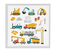 Stupell Industries 'Let's Build Various Construction Trucks', Giclée Art, Bianco, 24 x 24