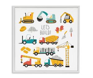 Stupell Industries 'Let's Build Various Construction Trucks', Giclée Art, Bianco, 24 x 24