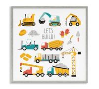 Stupell Industries 'Let's Build Various Construction Trucks', Giclée Art, Grigio, 17 x 17