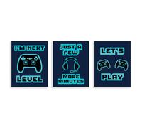 Stupell Industries Set di 3 targhe da parete con parole di gioco in stile retrò, blu, design di Marcus Prime, 14 x 11