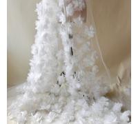 Stupendo 3D Fiore Pizzo Tessuto Bianco Spento Copertura per Festa Matrimonio