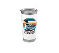 Stupid Canadian Wolf Bird Funny Loon Meme Retro Sunset Bicchiere termico in acciaio inox doppia parete