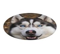 Stupid Husky - Tappeto rotondo lavabile, antiscivolo, per soggiorno, morbido, lavabile, per camera da letto, moderno, per yoga, ufficio, casa, regalo, 60 x 60 cm