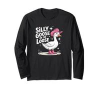 Stupida Oca Sulla Sciolto Divertente Cowgirl Animale Umorismo Arte Maglia a Manica