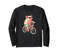 Stupido maiale pedalare attraverso la vita con un sorriso Costume Maglia a Manica