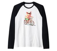 Stupido maiale pedalare attraverso la vita con un sorriso Costume Maglia con Maniche Raglan