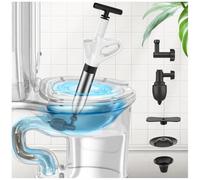 Stura WC ad alta pressione, Pompa stura scarichi con manometro visibile, Sturalavandini a pressione con sonda in tempo reale, Stantuffo robusto per intasamenti di WC, lavandini e tubature(Bianco)