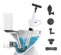 Stura WC con Barometro, Pompa Stura Scarichi a Pressione, Pistone per WC, sturalavandino ad Aria compressa, Stura Lavandini e Scarichi con 4 ventose per Disintasare WC/Lavello/Scarico a Pavimento