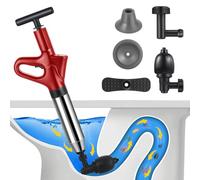 Stura WC,Pompa Stura Scarichi con Barometro,Molto Rispettoso Dell'Ambiente,Sturalavandini a Pressione con Quattro Diverse Ventose Adatto per Scarichi A Pavimento (Rot)