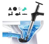 Stura WC, Sturalavandini a Pressione Pompa Stura Scarichi con Quattro Diverse Ventose Lavandini Sturalavandino Stura Water Stantuffo con Barometro per WC Cucina Lavello Bagno (Nero)