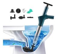 Stura WC, Sturalavandini a Pressione Pompa Stura Scarichi con Quattro Diverse Ventose Lavandini Sturalavandino Stura Water Stantuffo con Barometro per WC Cucina Lavello Bagno (Blu)