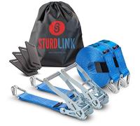 Sturdlink - x2 Cinghia di Fissaggio a cricchetto, Larghezza 50 mm, con Ganci in Ferro, Lunghezza 9 m, LC 2500 kg/5000 kg+ Borsa, STF 350 Dan, per Trasporto, rimorchio, Peso Pesante, Camion, Car