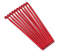 Sturdy Aluminum Tent Stakes | 16cm Non - Corrosive Camping Pegs for Awning/Canopy/Shelter | 10pcs Ground Anchors with Hook for Easy Insertion & Secure Hold (Red)