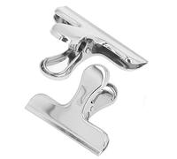Sturdy Bulldog Clips 2Pcs | Strong Spring Clamping Force for Paper/Photos/Recipes | Non - Corrosive Iron Material & Polished Finish | Enduring Office & Home Organizer (silver folder)
