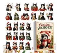 Sturdy Christmas Countdown, Calendar 2D Acrylic, Cute Cat Tree, Decoration | 24 Days Christmas Calendar Door Window Tree Wall Wreath Mantel Holiday