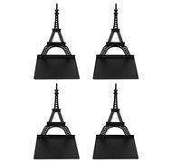 Sturdy Iron Bookends | 4 Pack Classic Black Architectural Book Holders | Grip - Enhanced Foam Pads for Books/CDs/DVDs | Adjustable Size for Desks & Shelves (Tower)