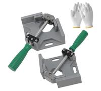 Sturdy Right Angle Clamp 90°, Single Handle 90 Degree Aluminum Alloy Clamp, Adjustable Woodworking Frame Clip for Assembly Alignment Welding Picture Framing (green,2pcs)