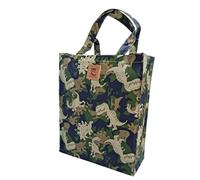 SturdyFoot Borsa Shopping con Tassello, Musica, Grande - Acqua Impermeabilizzato Tela Cerata - Dinosauro