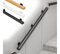 SturdySupport - Ringhiera in legno massello antiscivolo per interni, design retrò, per casa, loft e corridoio, colore: nero/bianco