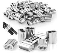 Sturiz 100 morsetti per fune da 3 mm, morsetti a pressa, corda in gomma, per rimorchio, corda di espansione, manicotti a pressa, morsetti per fune metallica