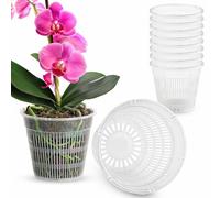 sturiz 8 vasi per orchidee in plastica trasparente con drenaggio, 11 cm, vaso per orchidee con fori o kit di rinvaso per piante grasse, vivaio, per la crescita delle radici e piante d'appartamento