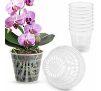 sturiz 8 vasi per orchidee in plastica trasparente con drenaggio, 14 cm, vaso per orchidee con fori o kit di rinvaso per piante grasse, vivaio, per la crescita delle radici e piante d'appartamento
