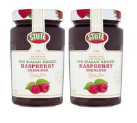 Stute Senza Zuccheri Aggiunti Lamponi Confettura Senza Semi 430 g x 2, Frutta Bacche Naturali Crema Crema Crema Tè Marmolata con Welari Thank You Card | (confezione da 2) (860g)