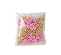 Stuzzicadenti, 1000 pz. Amore Cuore Bambù Pick Buffet Cibo Cupcake Frutta Cocktail Forchetta Dessert Insalata Bastoncino(12cm pink heart)