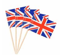 Stuzzicadenti bandiera britannica - Inserti per torta Union Jack per cupcake, bandiere britanniche, re Carlo III, 100 pezzi
