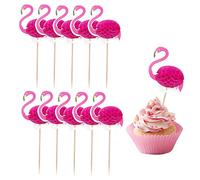 Stuzzicadenti per cupcake, a forma di fenicottero, decorazione per festa tropicale, per dolci, 50 pezzi